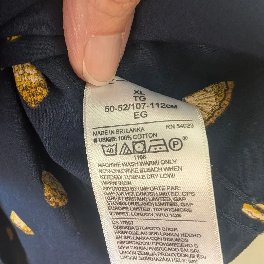 Banana Republic Men's Slim-Fit Luxe Poplin Print Shirt Pineapple Print Size XL
